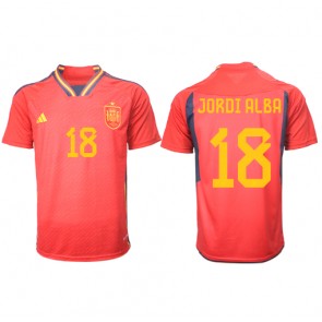 Hiszpania Jordi Alba #18 Koszulka Podstawowych MŚ 2022 Krótki Rękaw